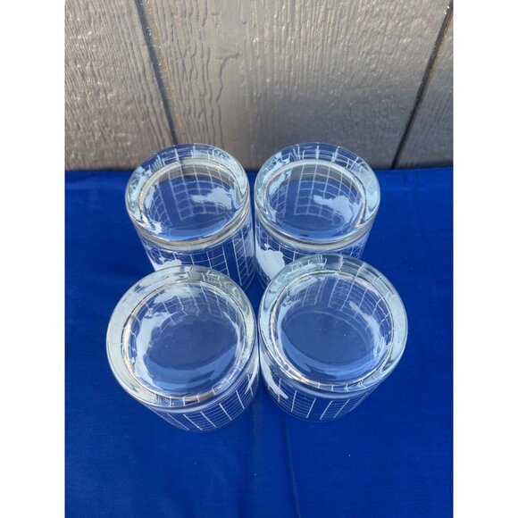 Set Of 4 Vintage Nestle Etched World Map Drinking Glasses Clear 10 Oz Drinkware - Picture 5 of 5